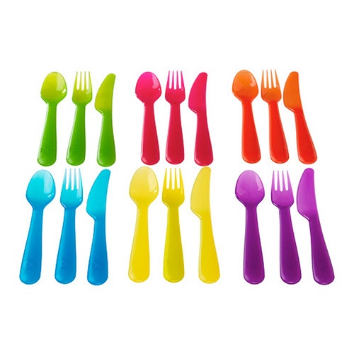 18-piece cutlery set for children, multicoloured