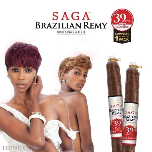 SAGA Brazilian Remy 100% Human Hair 39pcs